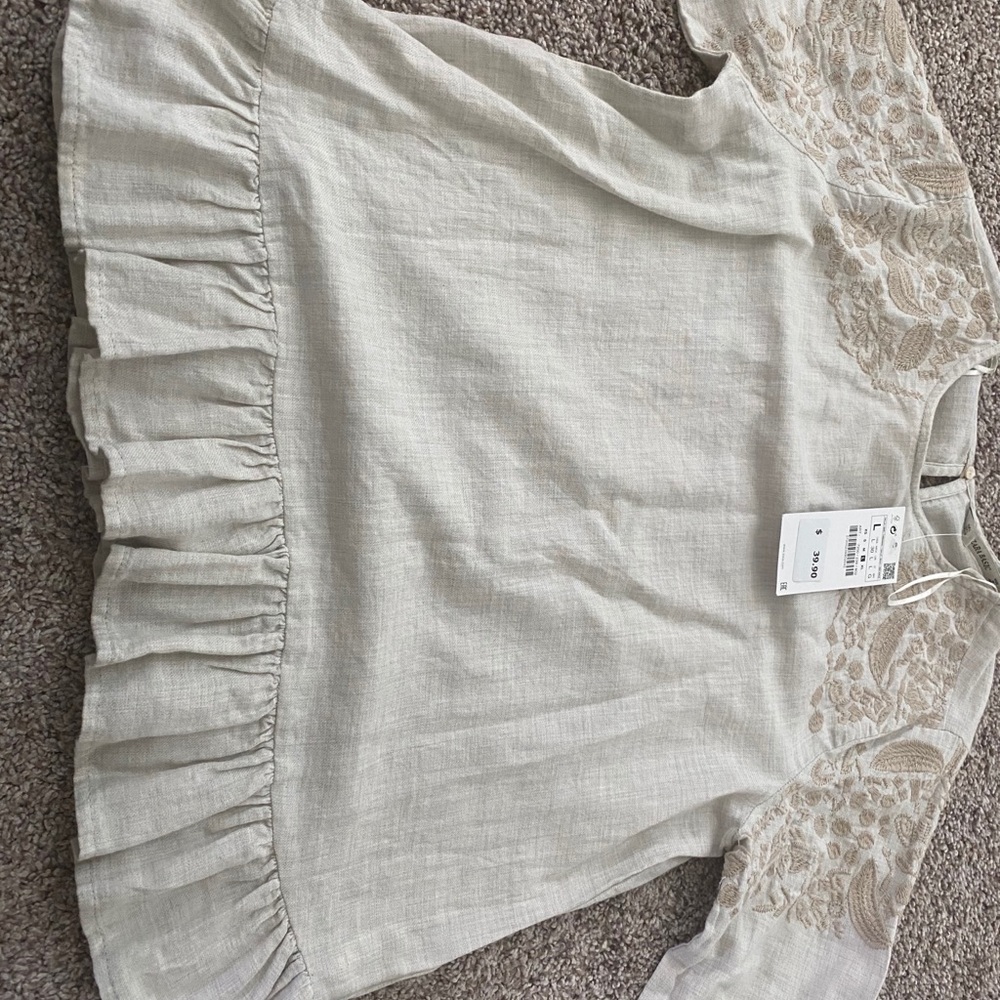 Zara basic embroidered top
